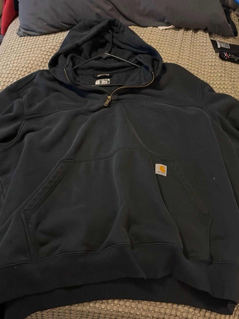 Carhartt Men's Black Half-Zip Hooded Work Sweatshirt